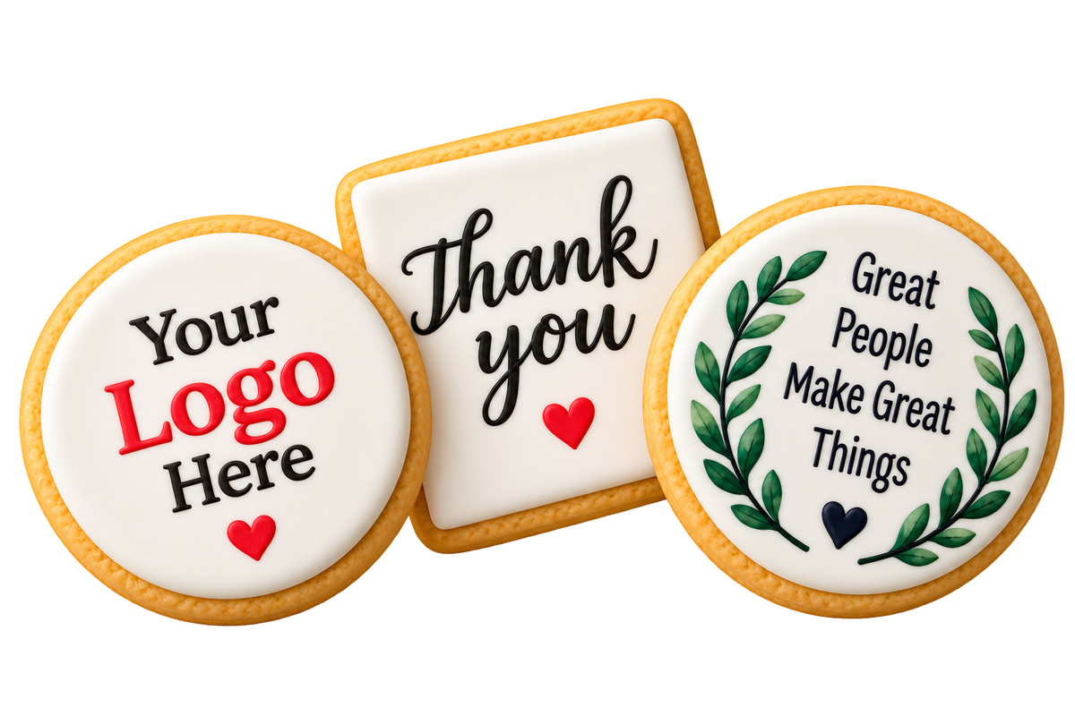 Logo, thank-you and appreciation cookies for events and corporate gifts